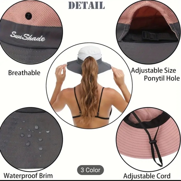 SUN SHADE BRIMMED HAT, VARIED COLORS, ONE SIZE FITS MOST - Picture 5 of 6